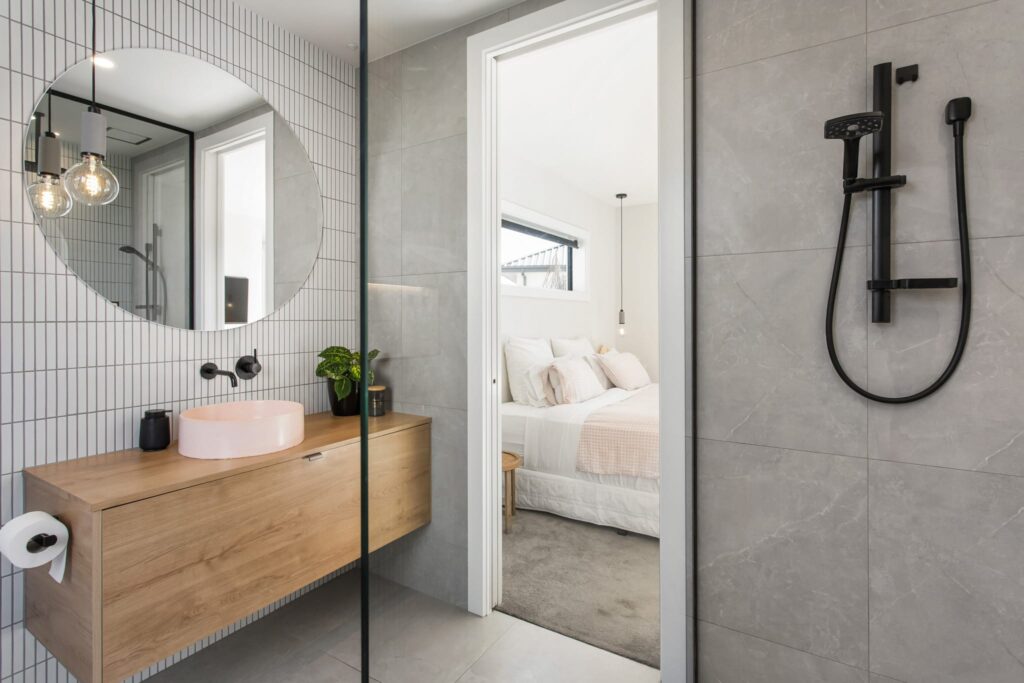 Stylish bathroom interior in a new build home, featuring modern finishes and clean lines, ideal for new houses for sale and affordable homes with quality design.